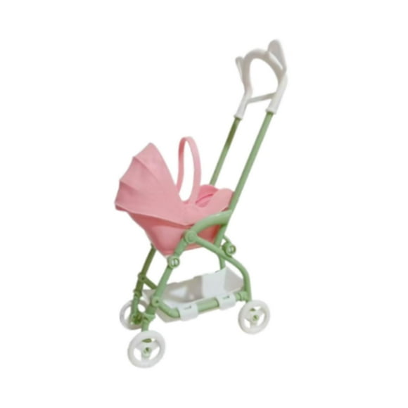 Cochecito de muñecas compacto de material PP resistente, mini cochecito de juguete, accesorios para muñecas. Blanco