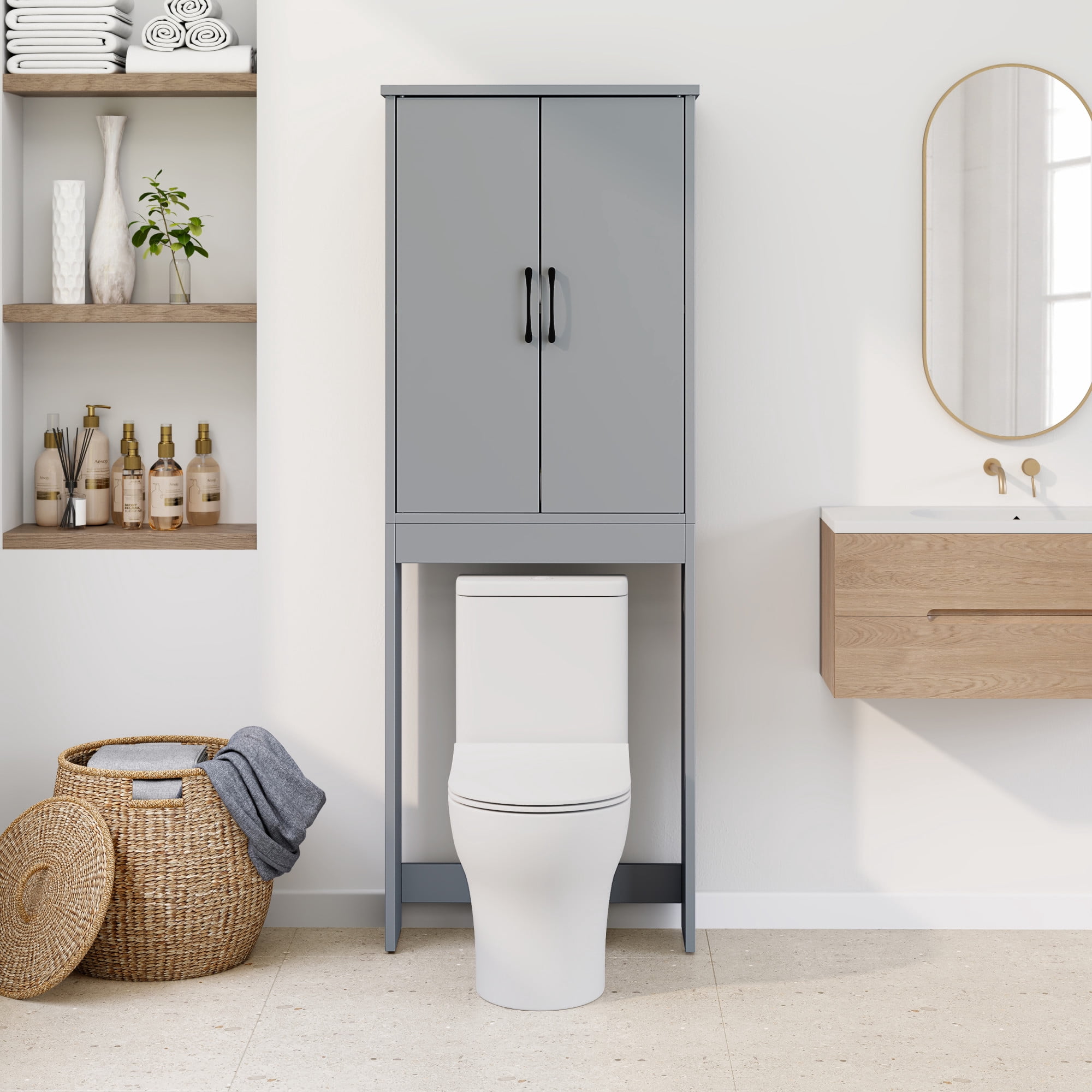 Mainstays Ardent Over-the-Toilet Bathroom Storage Cabinet, Gray