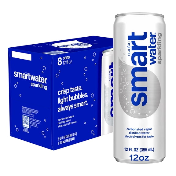 smartwater Sparkling Water Cans, 12 fl oz, 8 Pack