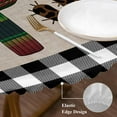 thumbnail image 4 of Mexico Cactus Round Fitted Table Cover Black and White Plaid Waterproof Table Cloth with Elastic Edge Wipeable Tablecloth for Picnic Camping Party Fits 45"-54" Diameter, 4 of 8