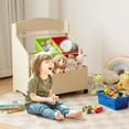 thumbnail image 2 of Giantex Wooden Kids Toy Storage Organizer, Toddler Furniture Storage Unit w/Wheels for Child's Bedroom Playroom, Natural, 2 of 8