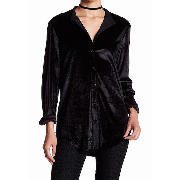 14th & Union 14TH & Union NEW Black Womens Size Large L Velvet Button