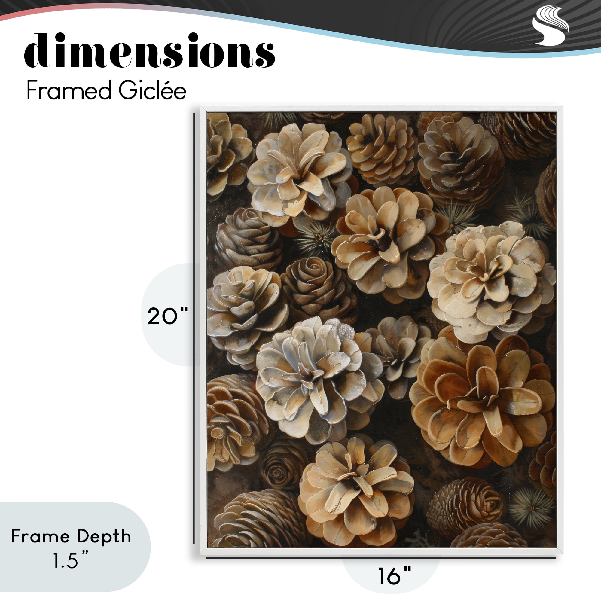 Stupell Industries Pinecone Arrangement Rustic Botanicals White Framed Giclee Art, design by Creative Studio