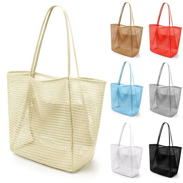 VOROLO Bolso de playa de malla,Bolso Hobo Fairycore para mujer,Bolso de hombro,Bolsos de ganchillo casuales de verano suaves
