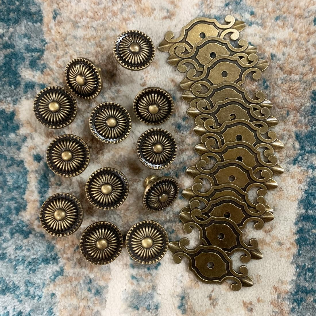 Brass Cabinet Knobs, Vintage Retro Mushroom Drawer Knobs with Backplate, Dresser Pull Handles for Kitchen/Cupboard/Wardrobe/Cabinet (Gold, 4 Pieces)