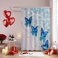 thumbnail image 6 of Blue Butterfly Shower Curtains for Bathroom, Ocean Water Washable Fabric Shower Curtain with Hooks Waterproof Bathroom Decor Sets, 72 x 72 Inches, 6 of 9
