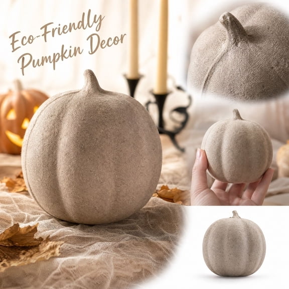 Halloween Pumpkin Decor 6 Inch Ceramic Pumpkin Decor Neutral Fall Decor for Home Farmhouse Halloween Decor for Kitchen Shelf Mantel and Table Display, 1 Pack