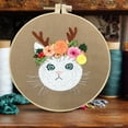thumbnail image 3 of Hovilon Embroidery Starter Kit for Adult Beginner with Lovely Cat Flower Pattern Hand Stitch Set with Embroidery Cloth Hoop Needle Threader Embroidery Floss and Instruction on, 3 of 5