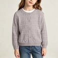 thumbnail image 6 of Besolor Toddler Girls Boy Clothes Cardigan Crewneck Button down Long Sleeve Shirts Hollow out Casual Knitted Jacket Tops(5-6 Years,Coffee), 6 of 7