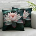 thumbnail image 3 of GOSMITH  Throw Pillow Cover Lotus Flowers Watercolor Summer Floral Blossom Botanical Green Leaves Plant Garden Decor Lumbar Pillow Case Cushion for Sofa Couch Bed, 3 of 5