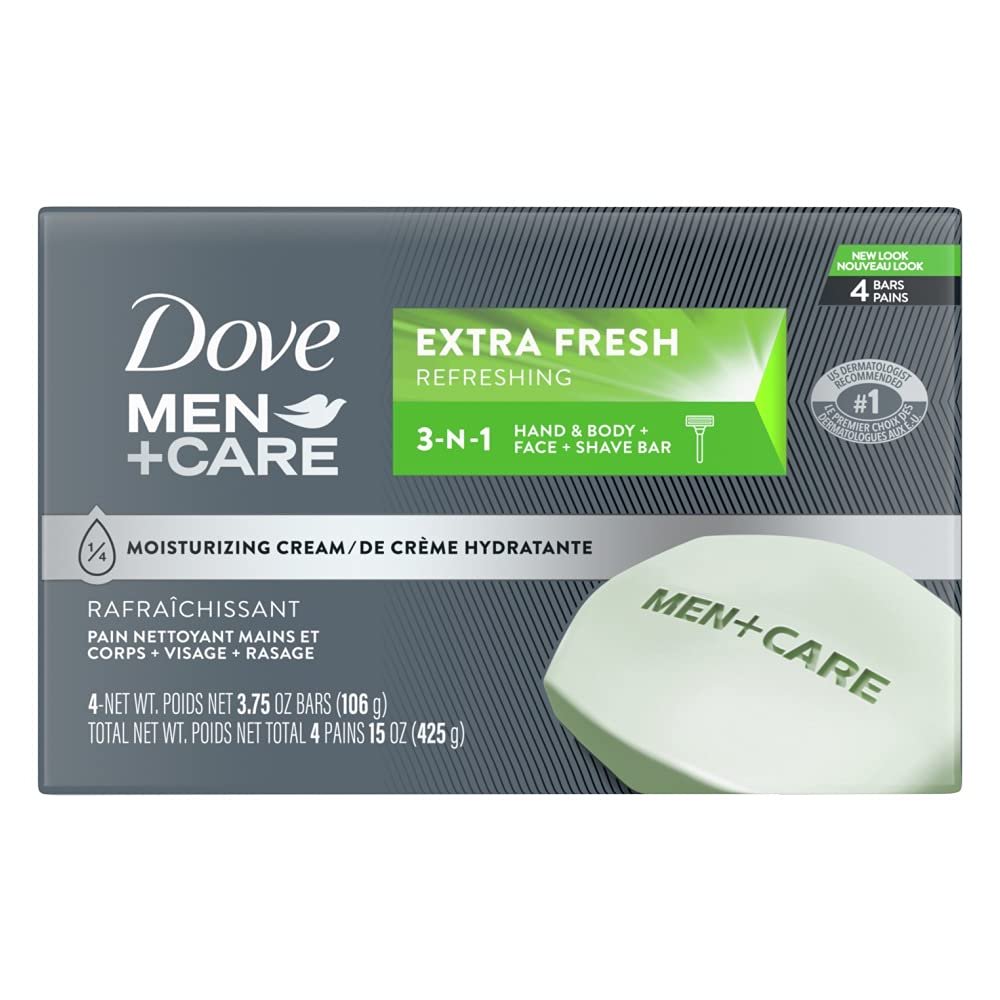 Dove Men + Care Body & Face Bar, Extra Fresh 4 Ea ( Pack Of 2)