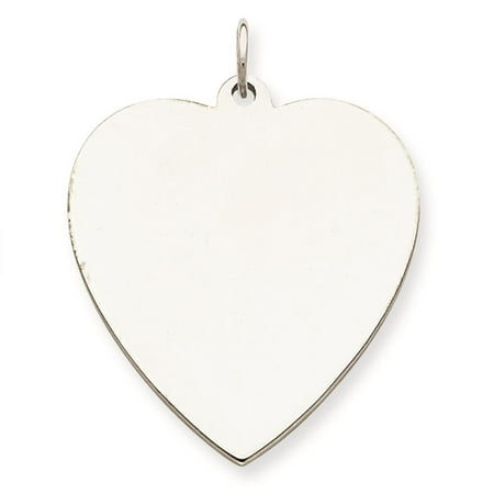 925 Sterling Silver Engravable Polished Heart Disc Charm Pendant 27mmx25mm