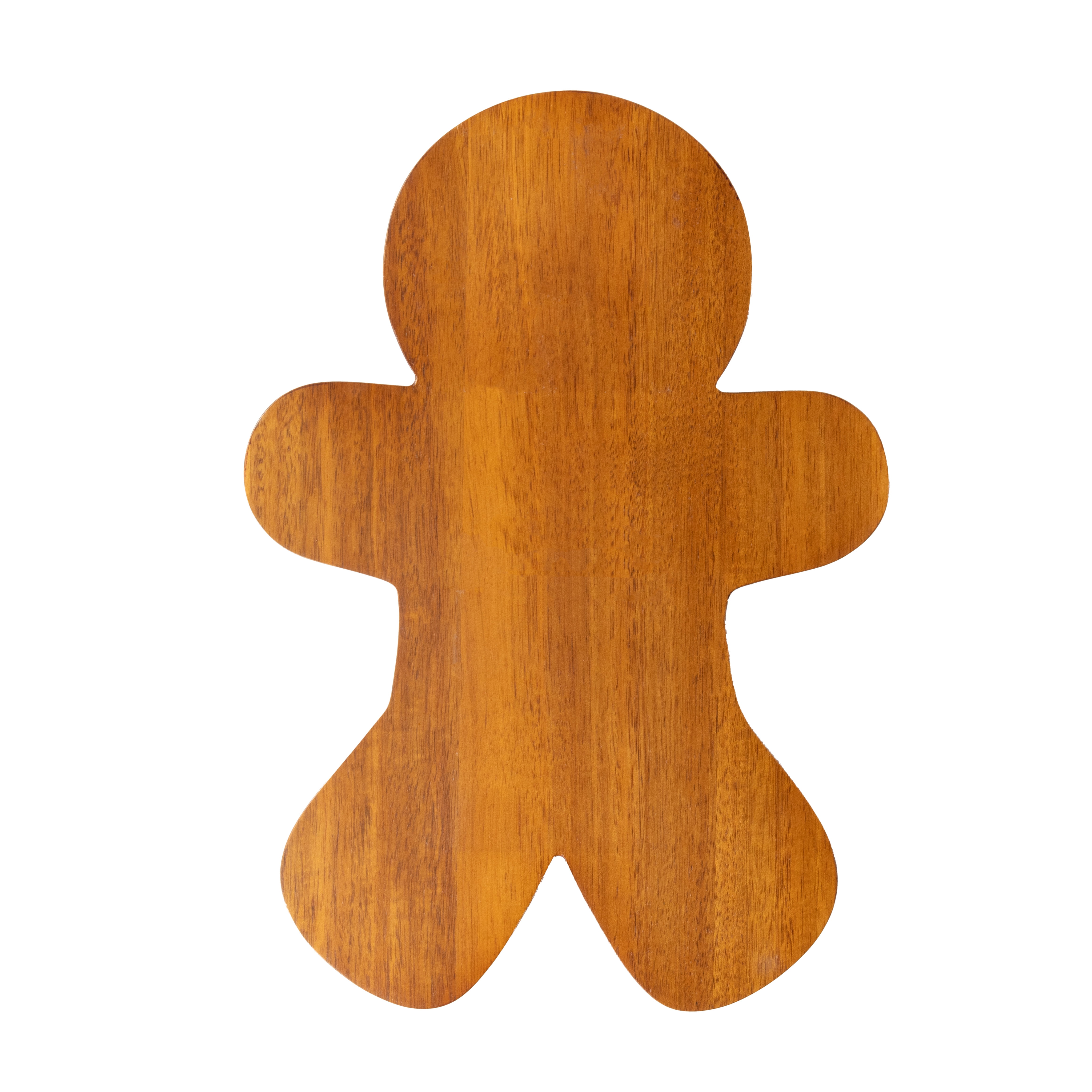 Holiday Time Acacia Wood Gingerbread Man Board, 14 x 9.84 x 0.78 in, Kitchen Serving Board