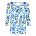 thumbnail image 4 of VBTAPA Womens Plus Size Tops 3/4 Sleeve Shirts Round Neck Loose Casual Blouses Floral Print Tshirts on Sale Multicolor XXL, 4 of 6