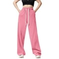thumbnail image 2 of EDFBUYKRS Female Women Pants Casual Cargo Pants Women Tall 34-36 Inseam Women's Solid Color Autumn and Winter High Waisted Drawstring Pocket Wide Leg Fitness and Sports Casual Sweatpants L, 2 of 9