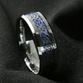 thumbnail image 5 of Tungsten Rings for Men Wedding Bands for Him 8mm Silver on Blue Celtic Dragon, 5 of 5