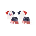 thumbnail image 3 of Aojekbee Baby Boys Girls Independence Day Outfit, Heart Embroidery Short Sleeve Tops Star Print Shorts Toddler Summer Set, 3 of 10