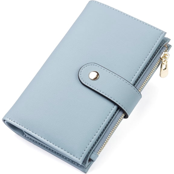 Women's Wallets RFID Blocking Leather Trifold Clutch Wallet Credit Card Holder Ladies Travel Wallet Purse with Pen Holder