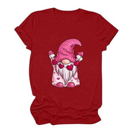 

Corset Top Long Sleeve Workout Tops for Women Women s Short Sleeve Valentine s Day Printed Casual Top Pullover T-shirt Valentines Shirts for Women White Shirts for Women on Sales Red S