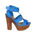 thumbnail image 2 of Breckelles CK33 Women Leatherette Open Toe Strappy Buckle Platform Chunky Heel Sandal, 2 of 5