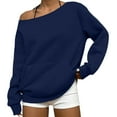 thumbnail image 2 of Women's Oversized Off Shoulder Sweatshirts Fall Fashion Long Sleeve Basic Pullover Tops with Pocket Winter Clothes, 2 of 6