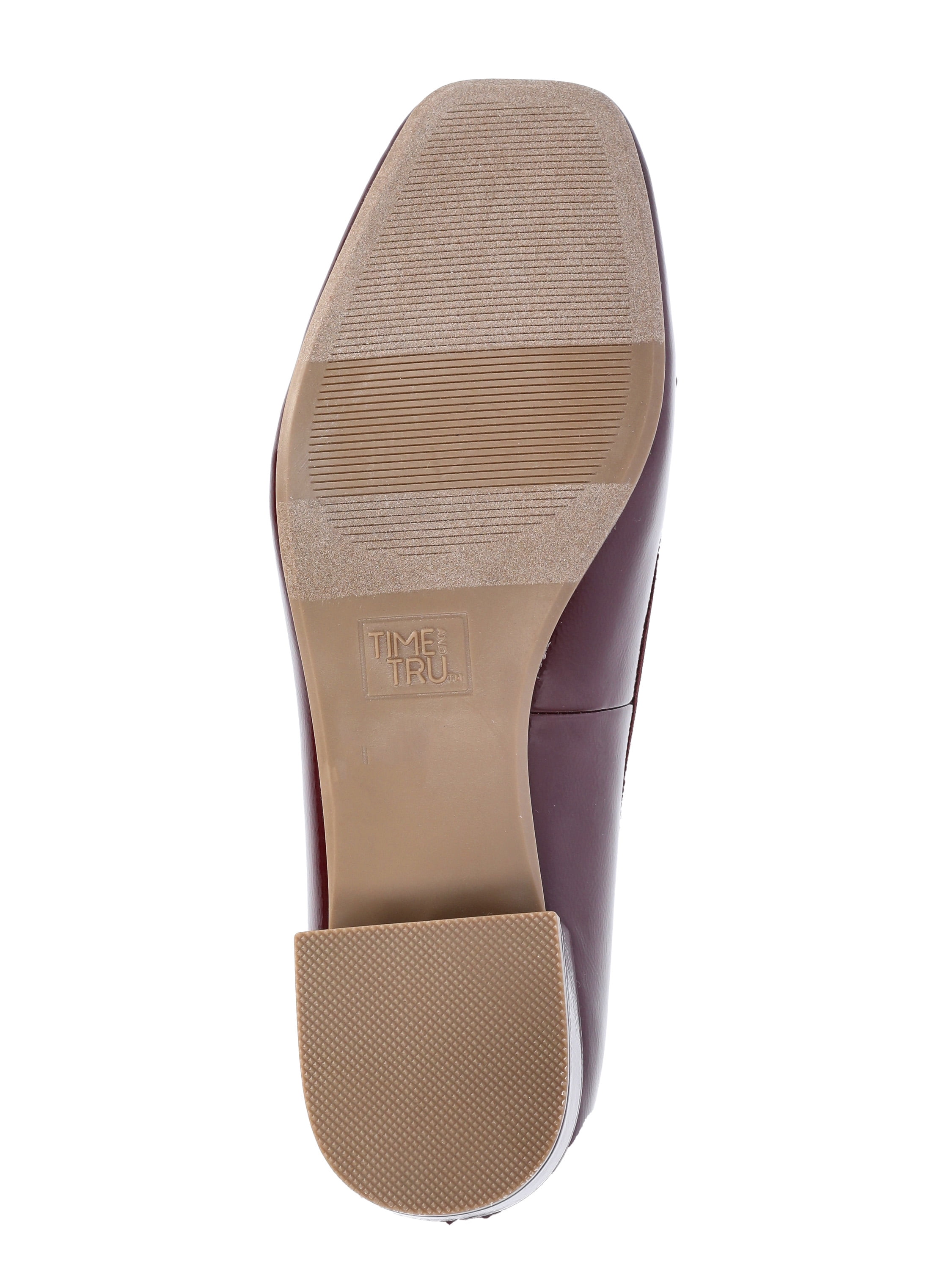 Time and Tru Women's String Bow Block Heel Ballet Shoes, Wide Width Available