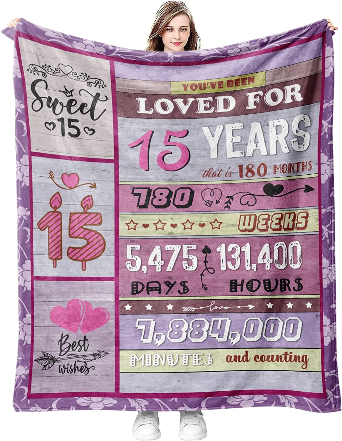 Ownxhbc 15th Quinceanera Gifts for Girls, 15th Birthday Gift Idea for  Girls, 15 Year Old Blanket for Girls, Birthday Gifts for 15 Years Old  Girls