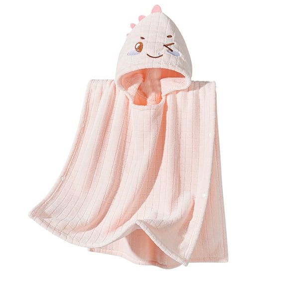 Cethrio Girls Flannel Bathrobes, Lightweight Thermal Hooded Winter Sleepwear Robes Pink Size 0-8T