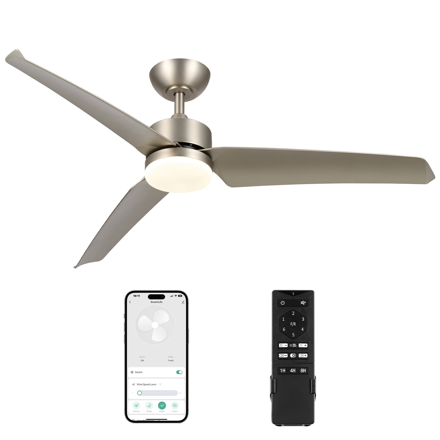 Bestco Smart Ceiling Fan with Light and Remote 52" Semi Flush Ceiling