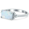 thumbnail image 4 of Emerald Cut Sideways Ring Lab Created White Opal 925 Sterling Silver Size 7, 4 of 8