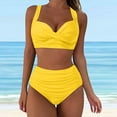 thumbnail image 2 of ASFGIMUJ Women High Waisted Bikini Push Up Two Piece Swimsuits Vintage Swimsuit Retro Ruched High Waist Print Bikini Set, 2 of 8