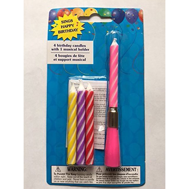 Velas de cumpleaños (4) con un soporte musical (rosa) Greenbrier 0639277014412