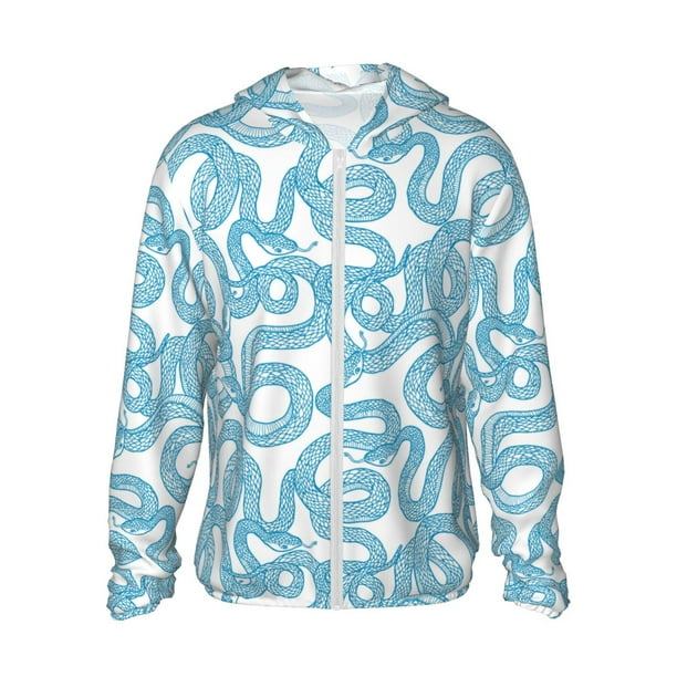 Fotbe Blue Snake Chaqueta con Protección Solar UPF 50+ para Hombre y Mujer, Camisa con Capucha y Bolsillos-XX-Large
