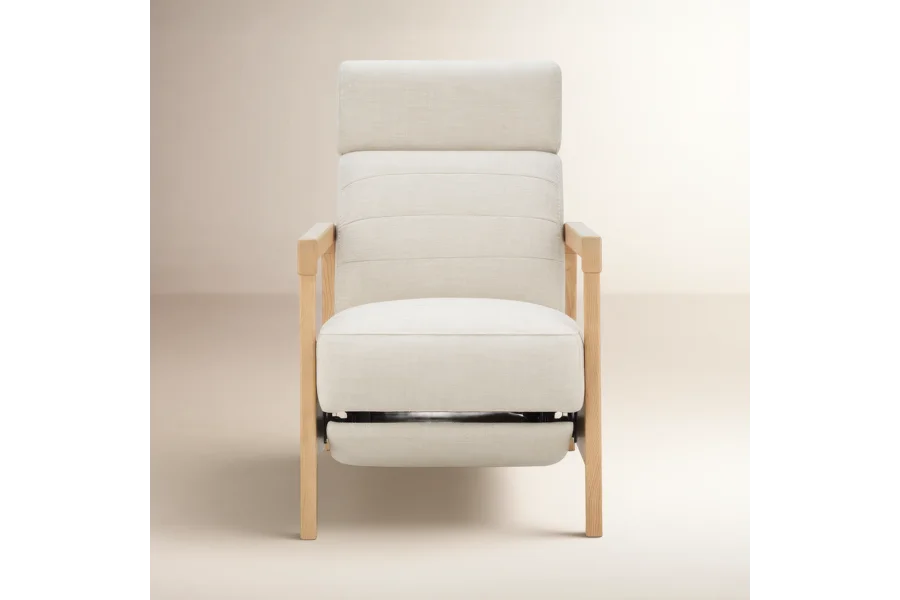 Spruce & Spring Cozy Upholstered Power Recliner 1 Piece Indoor Use Cream Fabric