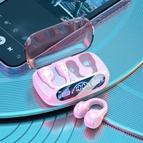 LACKUST Waterproof Bluetooth 5.3 Ear Clip Headphones,Clearance Noise Cancelling Bluetooth Headphones for Kids,Open Ear Design for Running,Sports,and Cycling,Pink