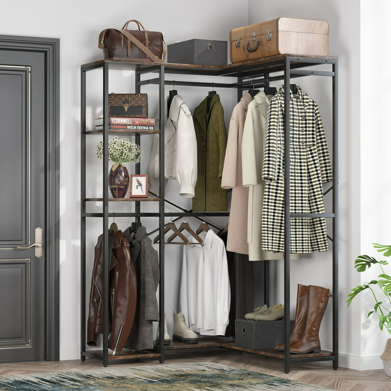 Tribesigns Small Heavy Duty Clothes Rack with Shelf and Hanging Rod,  Freestanding Closet Organizer, Industrial Hall Tree Garments Rack for Small