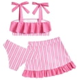 thumbnail image 4 of Lanbubble Girls Tankini Swimsuit Set 3 Piece Bathing Suits for Toddler Summer Beach Swimwear Size 3-4T, 4 of 10