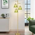 thumbnail image 6 of Gold Floor Lamp for Living Room,Bedroom,Tree 3 Light Standing Lamp Mid Century Modern Brass Tall Floor Lamps Vintage Retro Floor Lights Glass Green Flower Lamp Shade Farmhouse Boho Bohemian, 6 of 7