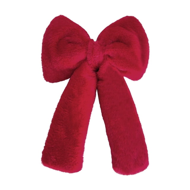 Leodye Lot de 1 Nœuds de Noël Rouges Décorations Extérieures, Grand Nœud de Décoration d'Arbre de Noël, Couronne en Velours avec Bord Doré Pailleté pour Décoration de Porte d'Entrée de Maison de Noël-11.8*18.1*1.6 Po