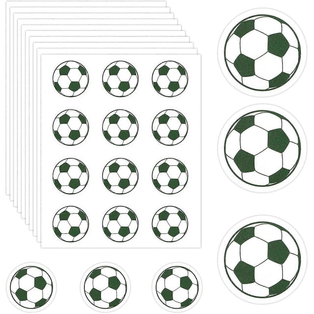 120 piezas/10 hojas de pegatinas de fútbol, pegatinas de vinilo autoadhesivas para balones de fútbol