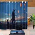 thumbnail image 1 of ARTJIA Anime Cool Japanese Ninja Hidden Warrior Sky Lantern Shower Curtain 66x72 inches with Floor Doormat Bath Rugs 15.7x23.6 inches, 1 of 1