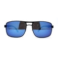 thumbnail image 1 of Mens Color Mirror Classic Rectangular Metal Rim Officer Sunglasses Black Blue Mirror, 1 of 4