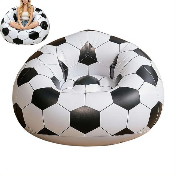 Inflatable Basketball Chair PVC Blow Up Sofa,Comfortable Portable Lounge Couch,Folding Soccer Ball Bean Bag Chair,Inflatable Lazy Sofa Couch for Sports Theme Party Decor Room Balcony Pool Travel