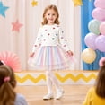 thumbnail image 3 of Lanbubble Girls Dresses Long Sleeve Sweat Party Dress with Sequin Tulle Skirt 3-7 Years, 3 of 6