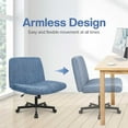 thumbnail image 6 of Celtoss Criss Cross Home Office Chair, Armless Swivel Task Computer Chair with Wheels, in Fabric, Vanity Style, Blue, 6 of 8