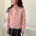 thumbnail image 4 of JIAYUE Cardigan Tops for Girls Cable Pattern Embroidery Detail Button Front Solid Color For Toddler Stylish Outerwear, 4 of 9