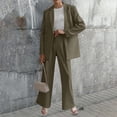 thumbnail image 2 of GILIGEGE Two Piece Sets for Women Women's Autumn Winter Solid Color with Pocket V Neck Loose Casual Long Sleeved Pants Suit Set Gn1 Xl, 2 of 4