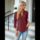 thumbnail image 4 of Blusas Elegantes e Informales para Mujer, Camisetas de 3/4 con Cuello en V y Mangas Enrollables. Vino Tinto M, 4 of 10