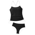 thumbnail image 4 of Y-Sunset Girls 2 Piece Tankini Swimsuit, Adjustable Cross Back Side Drawstring Tank Top with Bikini Bottoms, Kids Bathing Suit for Beach(Black/7-8 Years), 4 of 4
