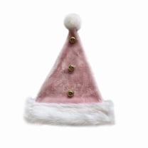 Plush Bell Christmas Hat, Soft Comfortable Santa Hat for Adults, Festive Headwear Decoration for Christmas Family Parties, Adds Cheerful Vibe to Holiday Celebrations, Pink, 1pcs